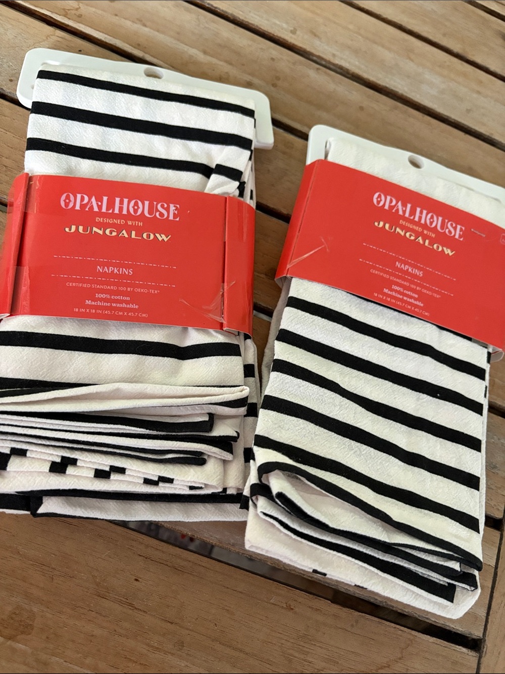 🍓 OPALHOUSE JUNGALOW black white striped napkins NEW x8